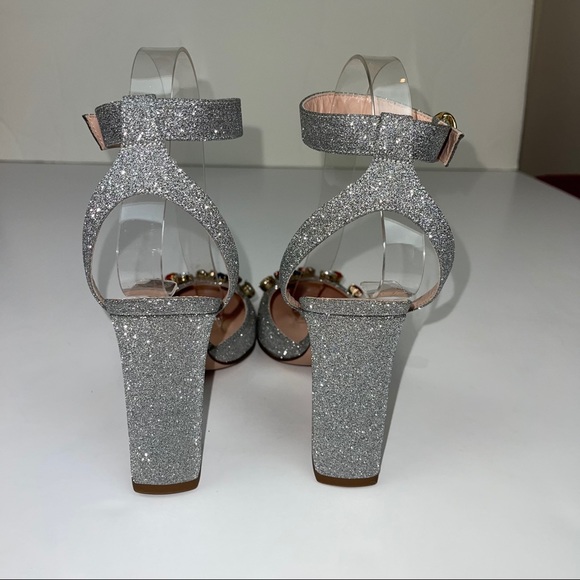 J Crew Vicky Pump With Jewels Silver Glitter 6.5 - Picture 8 of 16